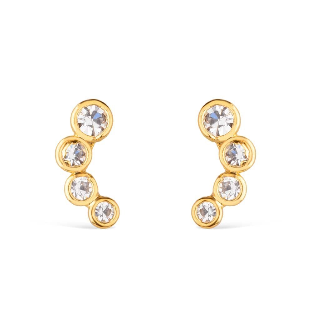 Brinco Dourado com 4 Pontos de Luz em Zircônia